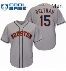 Mens Majestic Houston Astros 15 Carlos Beltran Replica Grey Road Cool Base MLB Jersey