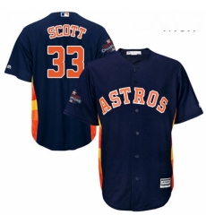 Mens Majestic Houston Astros 33 Mike Scott Replica Navy Blue Alternate 2017 World Series Champions Cool Base MLB Jersey