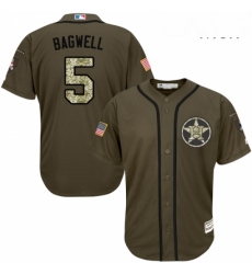 Mens Majestic Houston Astros 5 Jeff Bagwell Authentic Green Salute to Service MLB Jersey