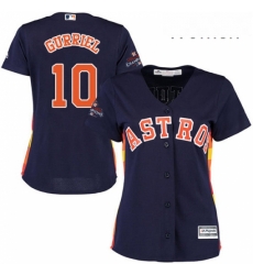 Womens Majestic Houston Astros 10 Yuli Gurriel Replica Navy Blue Alternate 2017 World Series Champions Cool Base MLB Jersey 