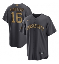 Men Kansas City Royals 16 Andrew Benintendi 2022 All Star Charcoal Cool Base Stitched Baseball Jersey