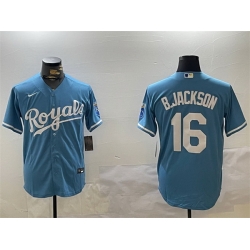 Men Kansas City Royals 16 Bo Jackson Blue Cool Base Stitched Baseball Jersey