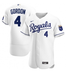 Men Kansas City Royals 4 Alex Gordon Men Nike White Home 2020 Flex Base Player MLB Jersey