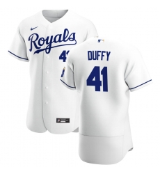 Men Kansas City Royals 41 Danny Duffy Men Nike White Home 2020 Flex Base Player MLB Jersey