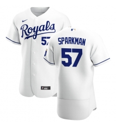 Men Kansas City Royals 57 Glenn Sparkman Men Nike White Home 2020 Flex Base Player MLB Jersey