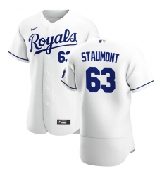 Men Kansas City Royals 63 Josh Staumont Men Nike White Home 2020 Flex Base Player MLB Jersey