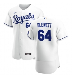 Men Kansas City Royals 64 Scott Blewett Men Nike White Home 2020 Flex Base Player MLB Jersey