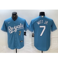 Men Kansas City Royals  7 Bobby Witt Jr  Light Blue 2024 Alternate Limited Stitched Baseball Jersey