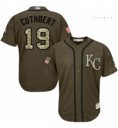 Mens Majestic Kansas City Royals 19 Cheslor Cuthbert Authentic Green Salute to Service MLB Jersey 