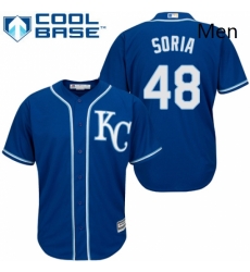 Mens Majestic Kansas City Royals 48 Joakim Soria Replica Blue Alternate 2 Cool Base MLB Jersey