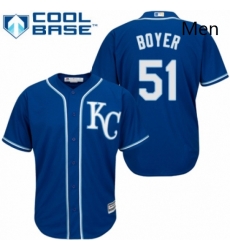 Mens Majestic Kansas City Royals 51 Blaine Boyer Replica Blue Alternate 2 Cool Base MLB Jersey 