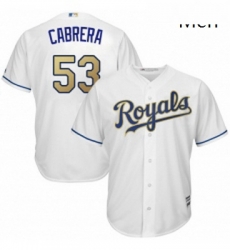 Mens Majestic Kansas City Royals 53 Melky Cabrera Replica White Home Cool Base MLB Jersey 