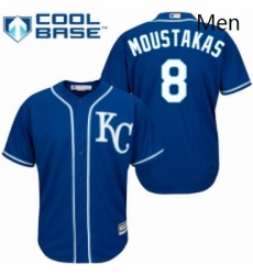 Mens Majestic Kansas City Royals 8 Mike Moustakas Replica Blue Alternate 2 Cool Base MLB Jersey