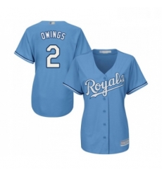 Womens Kansas City Royals 2 Chris Owings Replica Light Blue Alternate 1 Cool Base Baseball Jersey 