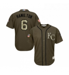 Youth Kansas City Royals 6 Billy Hamilton Authentic Green Salute to Service Baseball Jersey 