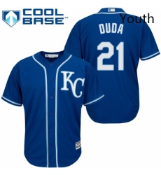 Youth Majestic Kansas City Royals 21 Lucas Duda Replica Blue Alternate 2 Cool Base MLB Jersey 