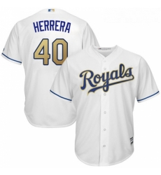 Youth Majestic Kansas City Royals 40 Kelvin Herrera Authentic White Home Cool Base MLB Jersey