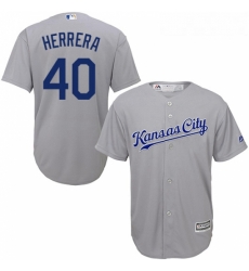 Youth Majestic Kansas City Royals 40 Kelvin Herrera Replica Grey Road Cool Base MLB Jersey