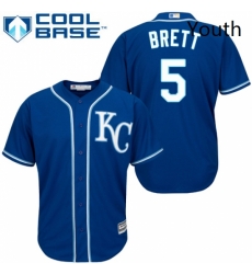 Youth Majestic Kansas City Royals 5 George Brett Authentic Blue Alternate 2 Cool Base MLB Jersey