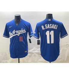 Men Los Angeles Dodgers  11 Roki Sasaki Royal Alternate Stadium Stitched Baseball Jersey