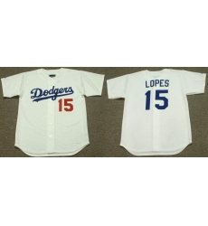 Men Los Angeles Dodgers 15 Davey Lopes White 1981 Throwback Stitched Baseball Jersey