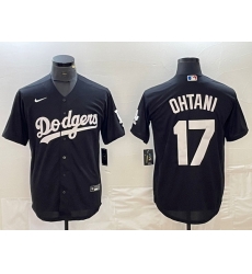 Men Los Angeles Dodgers 17  Shohei Ohtani Black Cool Base Stitched Jersey