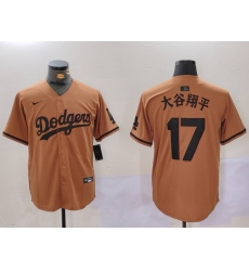 Men Los Angeles Dodgers 17 Shohei Ohtani Brown Cool Base Stitched Baseball Jersey 3