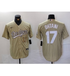 Men Los Angeles Dodgers 17  Shohei Ohtani Cream Cool Base Stitched Jersey 3