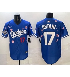 Men Los Angeles Dodgers 17  Shohei Ohtani Royal 2025 World Series Champions Patch Tokyo Series Limited Stitched Baseball Jersey