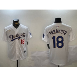 Men Los Angeles Dodgers 18 Yoshinobu Yamamoto White Gold Home Limited Stitched Baseball Jersey