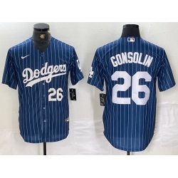 Men Los Angeles Dodgers 26 Tony Gonsolin Blue Cool Base Stitched Baseball Jersey 1