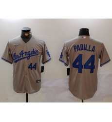 Men Los Angeles Dodgers 44 Vicente Padilla Grey Cool Base Stitched Baseball Jersey 5