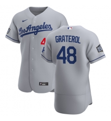 Men Los Angeles Dodgers 48 Brusdar Graterol Men Nike Gray Road 2020 World Series Bound Flex Base Team MLB Jersey