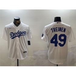 Men Los Angeles Dodgers 49 Blake Treinen White Cool Base Stitched Baseball Jersey