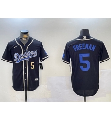 Men Los Angeles Dodgers 5 Freddie Freeman Black 2024 World Series Cool Base Stitched Baseball Jersey 7