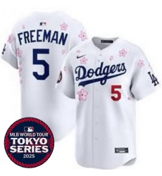 Men Los Angeles Dodgers 5 Freddie Freeman White 2025 Tokyo Series Limited Stitched Baseball Jersey