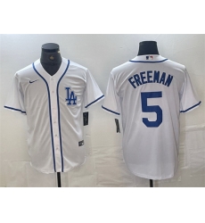 Men Los Angeles Dodgers 5 Freddie Freeman White Cool Base Stitched Baseball Jersey