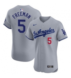 Men Los Angeles Dodgers Freddie Freeman #5 Gray Flex Base 2024 Home Stitched Jersey