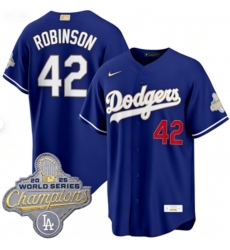 Men Los Angeles Dodgers Jackie Robinson #42 Royal 2026 Alternate Gold Collection Stadium Stitched Baseball Jersey Men Los Angeles Dodgers Jackie Robinson #42 Royal 2026 Alternate Gold Collection Stadium Stitched Baseball Jersey