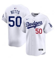 Men Los Angeles Dodgers Mookie Betts #50 White Flex Base 2024 Home Stitched Jersey