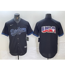 Men Los Angeles Dodgers Team Big Logo Black Cool Base Stitched Baseball Jersey