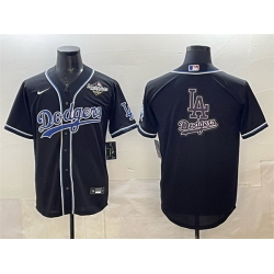 Men Los Angeles Dodgers Team Big Logo Black Fashion 2025 World Series Cool Base Stitched Baseball Jersey 004