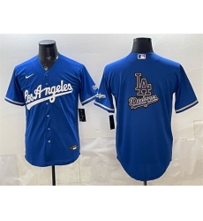 Men Los Angeles Dodgers Team Big Logo Royal Alternate Stadium Stitched Baseball Jersey