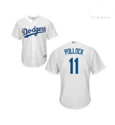 Mens Los Angeles Dodgers 11 A J Pollock Replica White Home Cool Base Baseball Jersey 