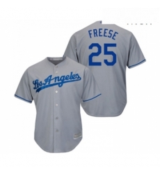 Mens Los Angeles Dodgers 25 David Freese Replica Grey Road Cool Base Baseball Jersey 