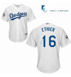 Mens Majestic Los Angeles Dodgers 16 Andre Ethier Replica White Home 2017 World Series Bound Cool Base MLB Jersey