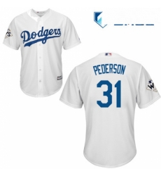 Mens Majestic Los Angeles Dodgers 31 Joc Pederson Replica White Home 2017 World Series Bound Cool Base MLB Jersey