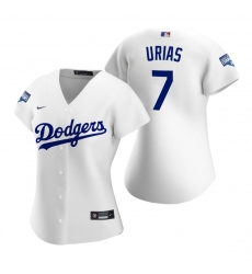 Women Los Angeles Dodgers 7 Julio Urias White 2020 World Series Champions Replica Jersey