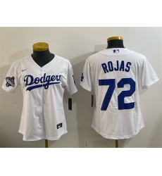 Women Los Angeles Dodgers 72 Miguel Rojas White 2025 World Series Champions Home Cool Base Stitched Baseball Jersey 