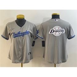 Women Los Angeles Dodgers Grey Team Big Logo Stitched Jersey 